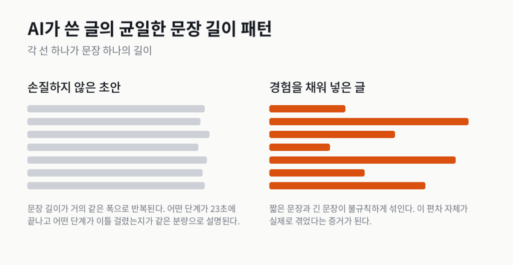 AI가 쓴 글의 균일한 문장 길이 패턴